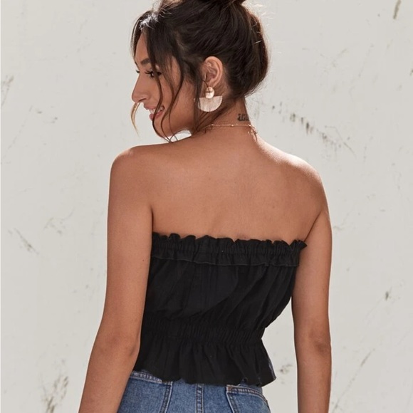 Shein Ruffle Hem Shirred Tube Top - Picture 2 of 4
